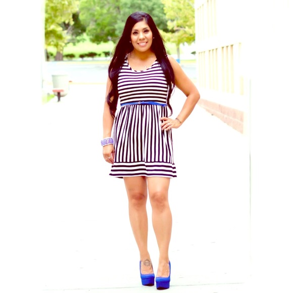 Black and White Striped Dress - Picture 1 of 4